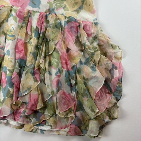 Vintage Silk Gillian Drop Waist Ruffle Floral Dress - Picture 6 of 9